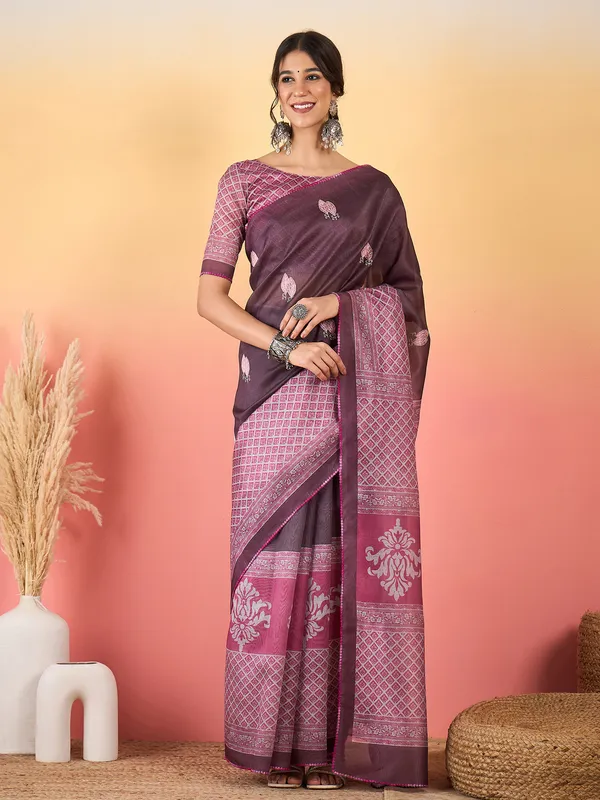 Women's_Silk_Blend_Mauve_Printed_Designer_Saree_With_Blouse_Piece