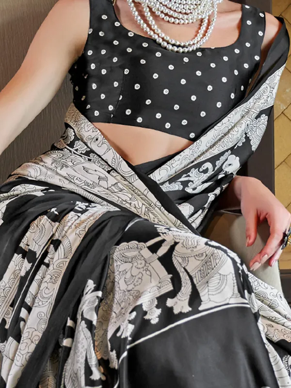 Women's_Crepe_Black_Printed_Designer_Saree_With_Blouse_Piece