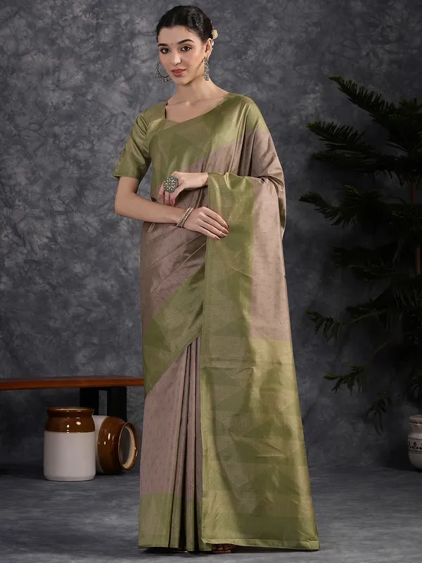 Women's_Silk_Blend_Light_Brown_Printed_Designer_Saree_With_Blouse_Piece