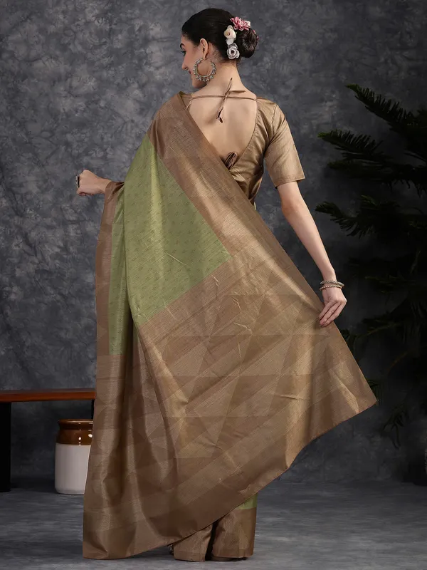 Women's_Silk_Blend_Olive_Printed_Designer_Saree_With_Blouse_Piece