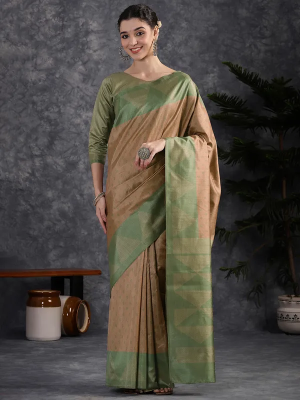 Women's_Silk_Blend_Light_Brown_Printed_Designer_Saree_With_Blouse_Piece