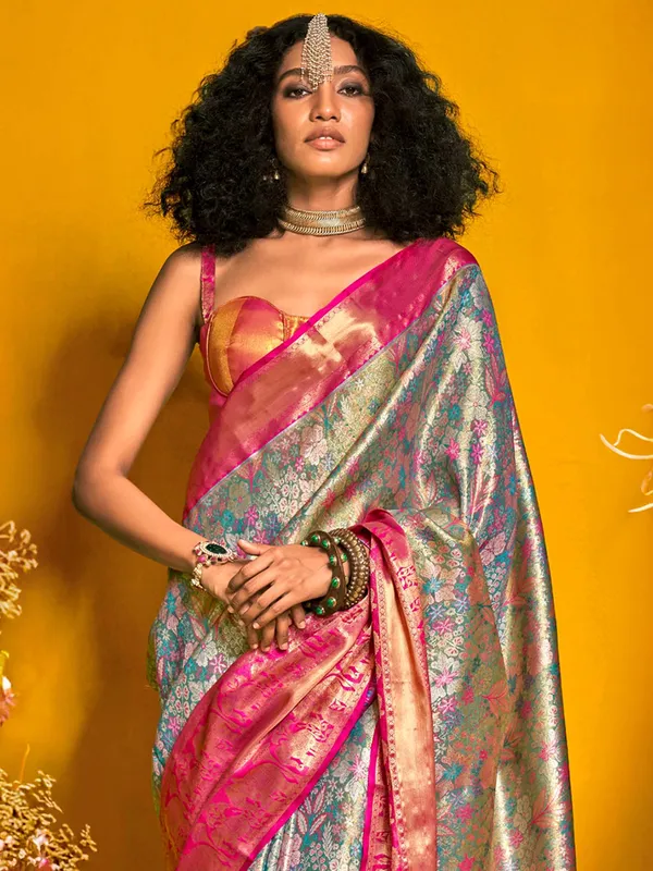 Women's_Kanjeevaram_Silk_Light_Blue_Woven_Design_Designer_Saree_With_Blouse_Piece