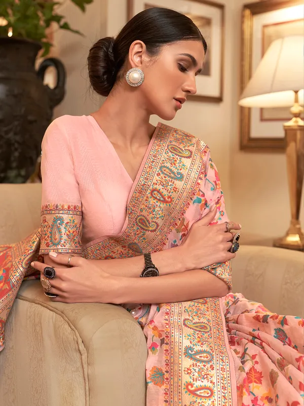 Women's_Silk_Blend_Peach_Woven_Design_Celebrity_Saree_With_Blouse_Piece