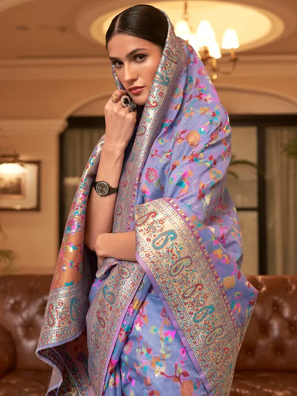 Women's_Silk_Blend_Lavender_Woven_Design_Celebrity_Saree_With_Blouse_Piece