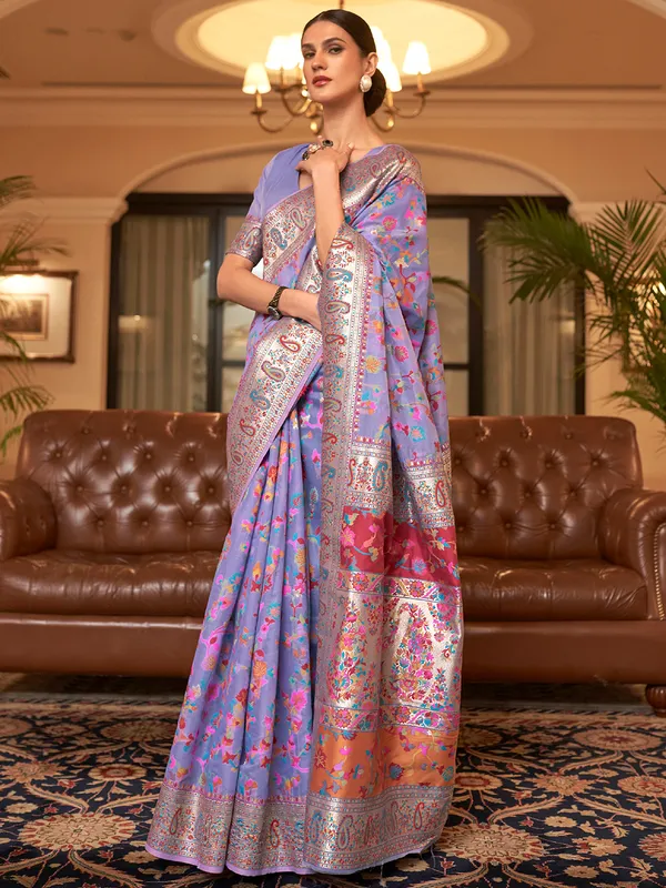 Women's_Silk_Blend_Lavender_Woven_Design_Celebrity_Saree_With_Blouse_Piece