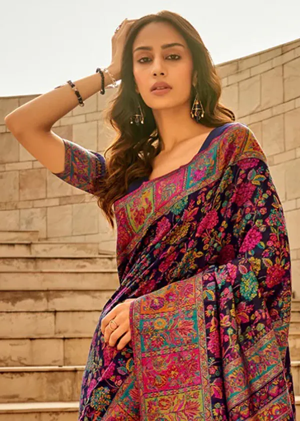 Women's_Cotton_Silk_Navy_Blue_Woven_Design_Designer_Saree_With_Blouse_Piece