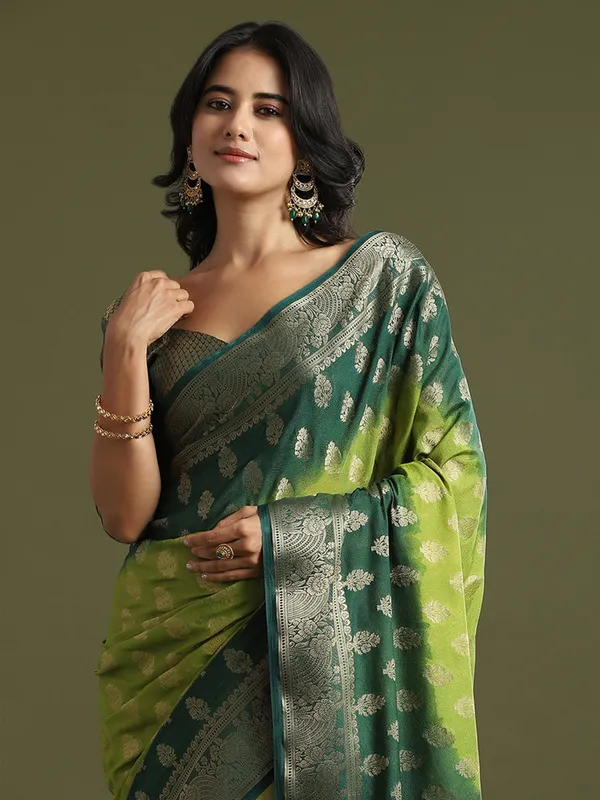 Women's_Georgette_Light_Green_Woven_Design_Designer_Saree_With_Blouse_Piece