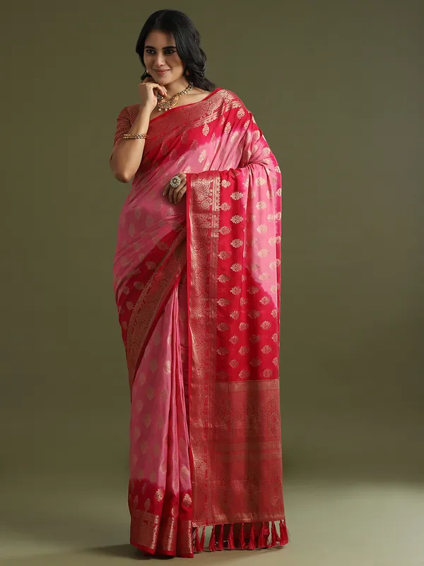 Women's_Georgette_Pink_Woven_Design_Designer_Saree_With_Blouse_Piece