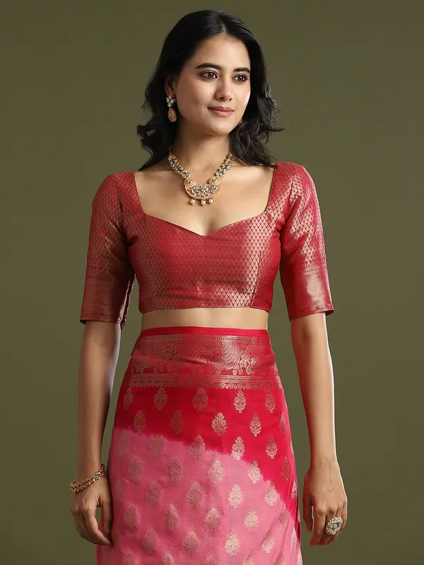 Women's_Georgette_Pink_Woven_Design_Designer_Saree_With_Blouse_Piece