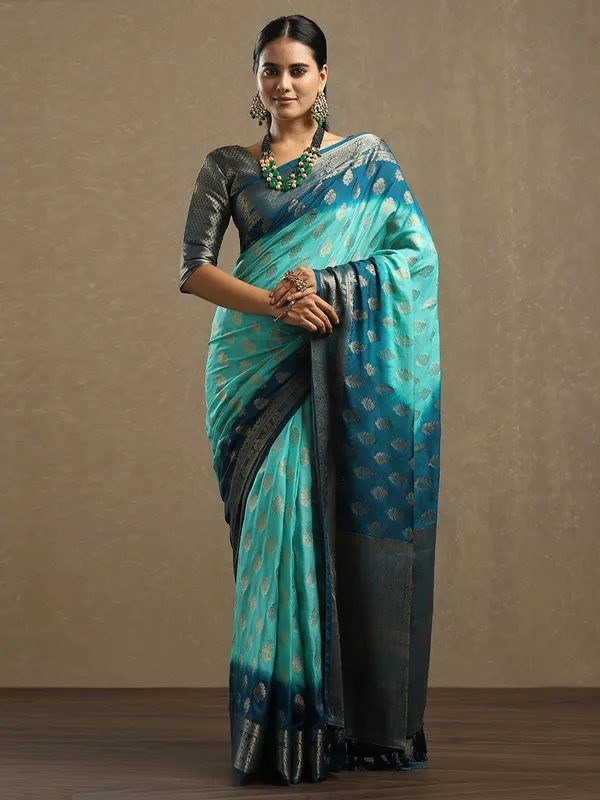 Women's_Georgette_Light_Blue_Woven_Design_Designer_Saree_With_Blouse_Piece
