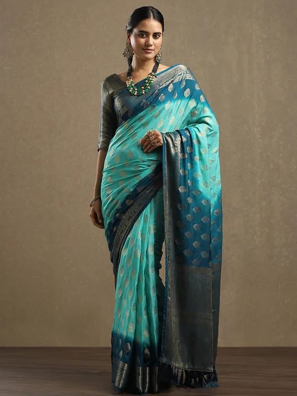 Women's_Georgette_Light_Blue_Woven_Design_Designer_Saree_With_Blouse_Piece