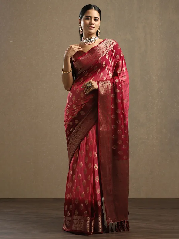 Women's_Georgette_Maroon_Woven_Design_Designer_Saree_With_Blouse_Piece