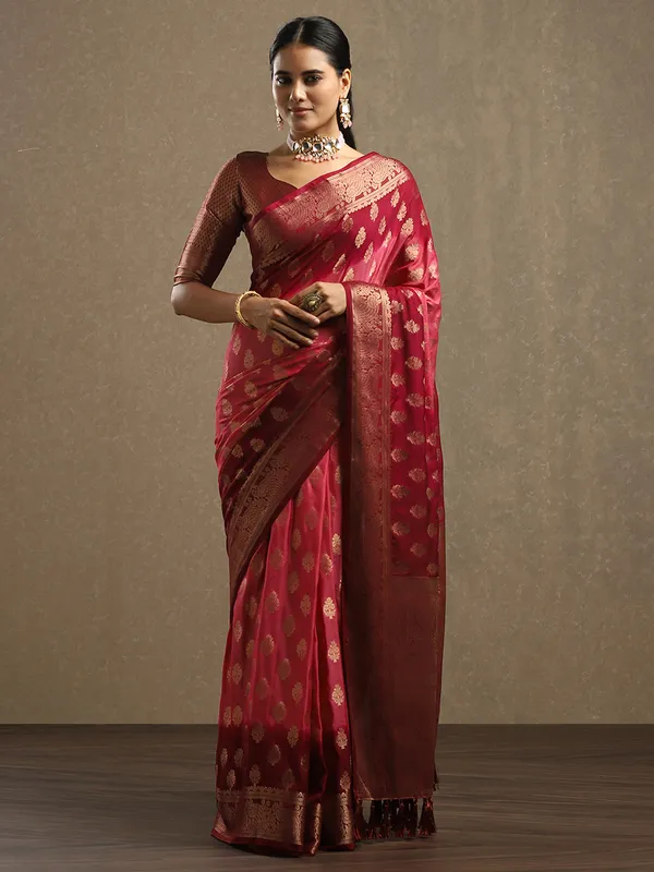 Women's_Georgette_Maroon_Woven_Design_Designer_Saree_With_Blouse_Piece