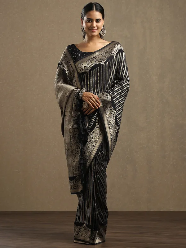 Women's_Georgette_Black_Woven_Design_Designer_Saree_With_Blouse_Piece
