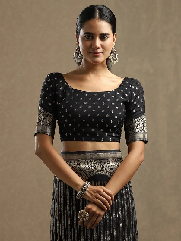 Women's_Georgette_Black_Woven_Design_Designer_Saree_With_Blouse_Piece