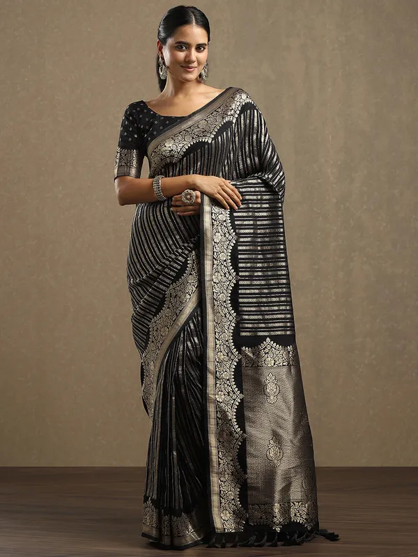 Women's_Georgette_Black_Woven_Design_Designer_Saree_With_Blouse_Piece