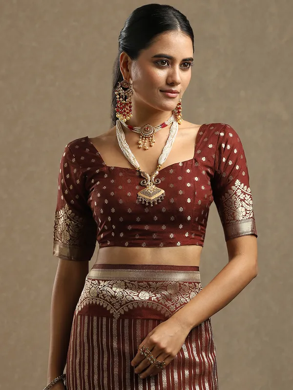 Women's_Georgette_Brown_Woven_Design_Designer_Saree_With_Blouse_Piece