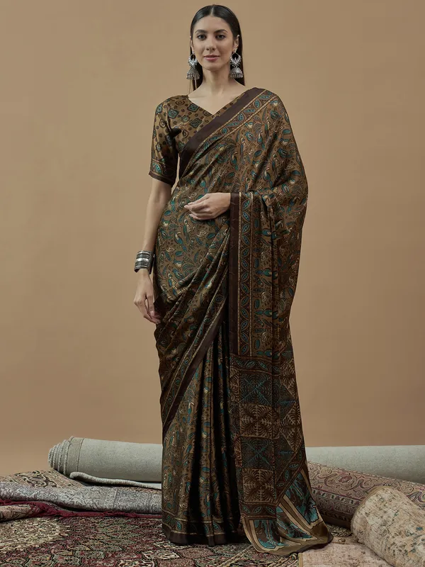 Women's_Pure_Crepe_Camel_Brown_Printed_Designer_Saree_With_Blouse_Piece