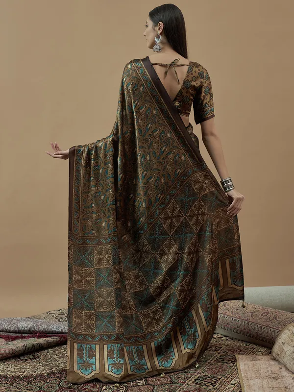 Women's_Pure_Crepe_Camel_Brown_Printed_Designer_Saree_With_Blouse_Piece