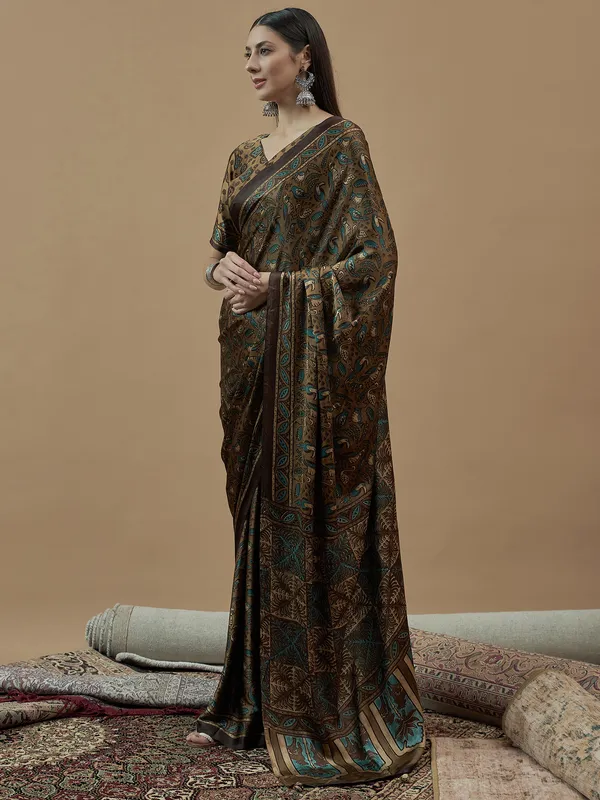 Women's_Pure_Crepe_Camel_Brown_Printed_Designer_Saree_With_Blouse_Piece