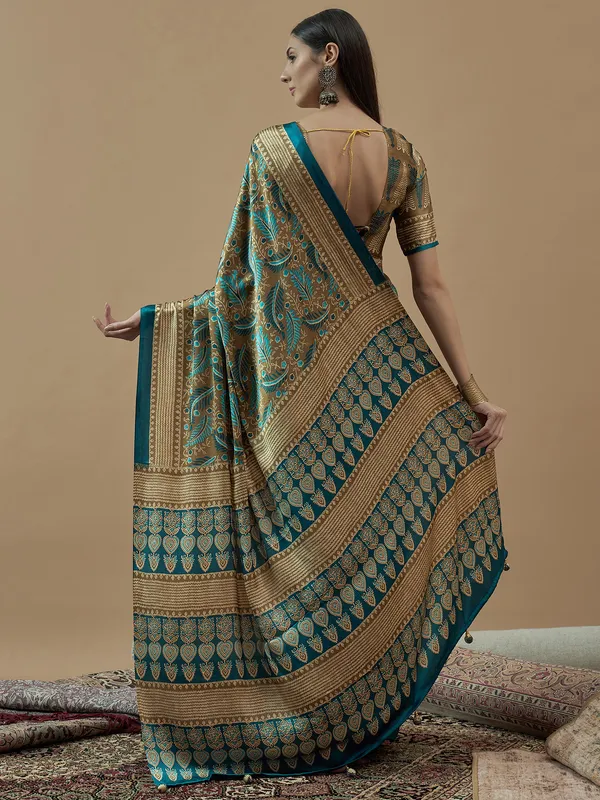 Women's_Pure_Crepe_Brown_Printed_Designer_Saree_With_Blouse_Piece