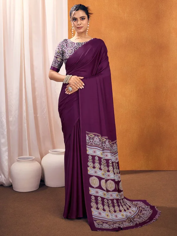 Women's_Satin_Silk_Purple_Printed_Designer_Saree_With_Blouse_Piece