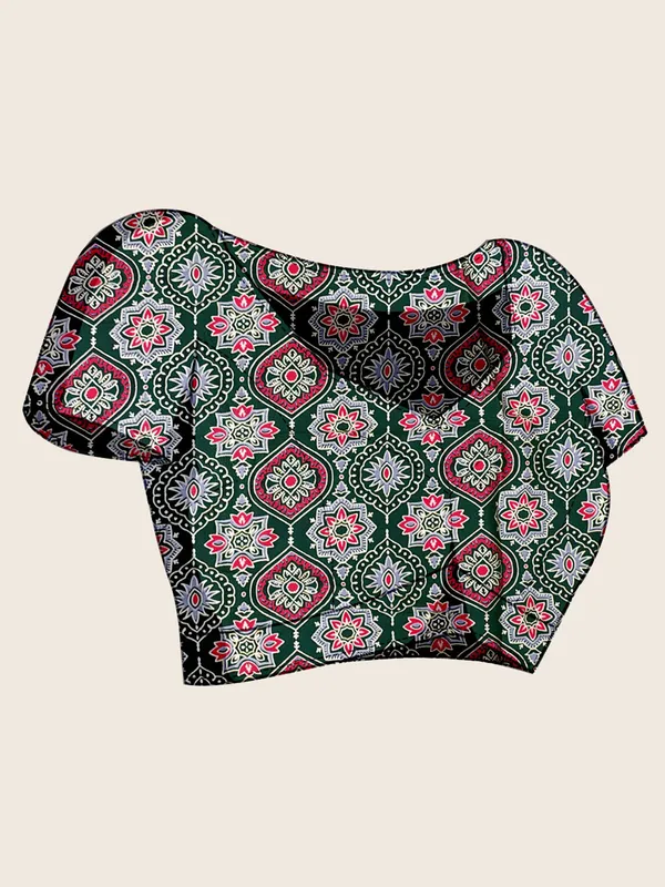 Women's_Satin_Green_Printed_Designer_Saree_With_Blouse_Piece