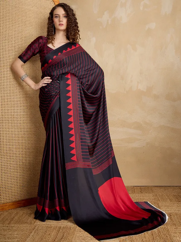 Women's_Satin_Black_Printed_Designer_Saree_With_Blouse_Piece