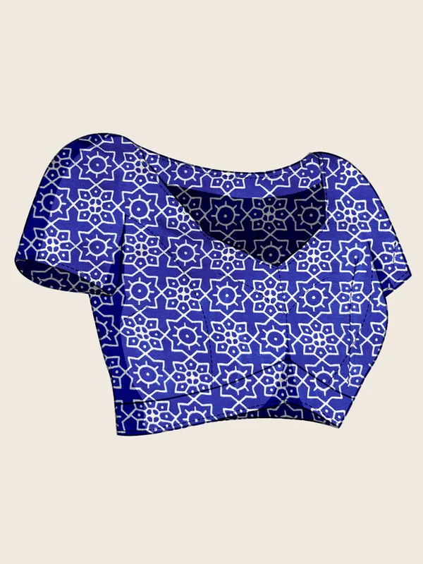 Women's_Satin_Navy_Blue_Printed_Designer_Saree_With_Blouse_Piece