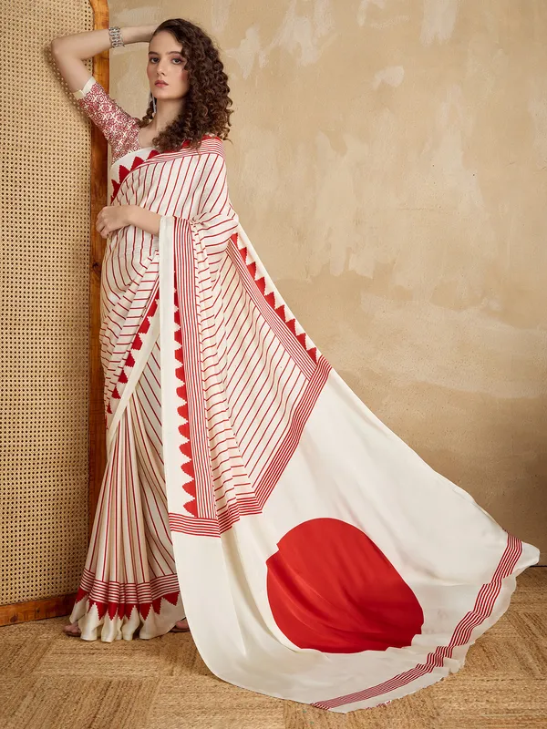 Women's_Satin_Cream_Printed_Designer_Saree_With_Blouse_Piece