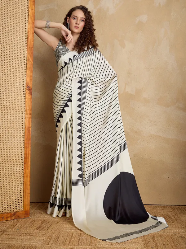 Women's_Satin_Cream_Printed_Designer_Saree_With_Blouse_Piece