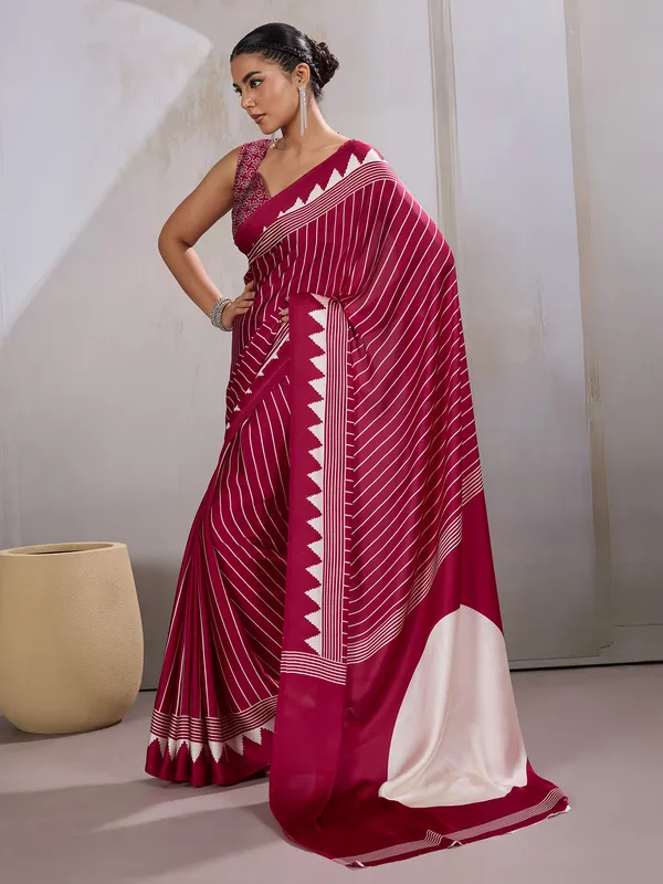 Women's_Satin_Burgundy_Printed_Designer_Saree_With_Blouse_Piece