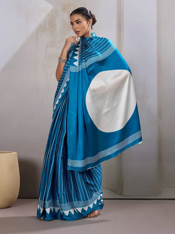 Women's_Satin_Light_Blue_Printed_Designer_Saree_With_Blouse_Piece