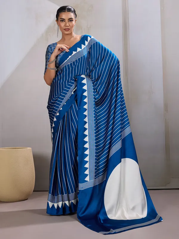 Women's_Satin_Blue_Printed_Designer_Saree_With_Blouse_Piece