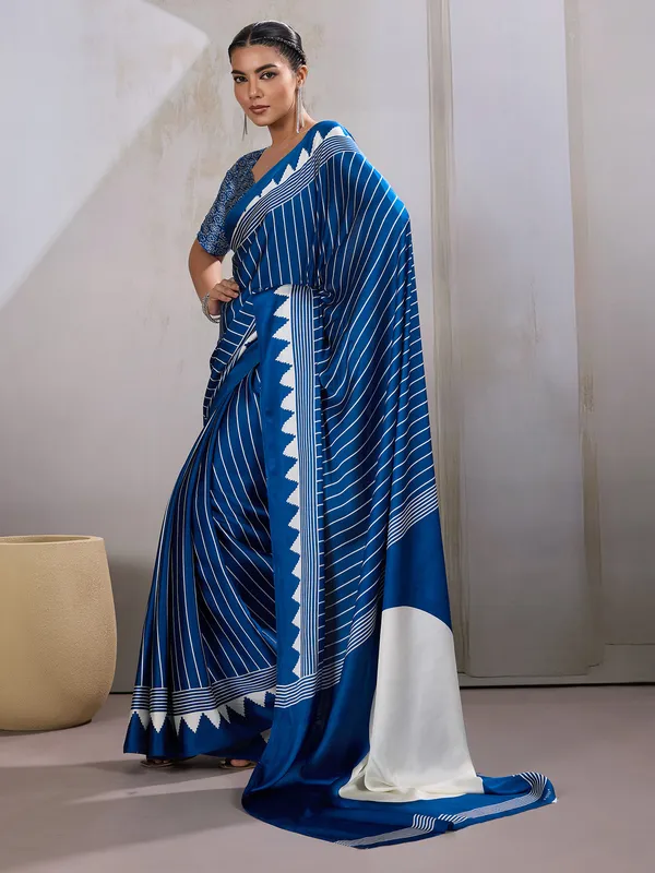 Women's_Satin_Blue_Printed_Designer_Saree_With_Blouse_Piece