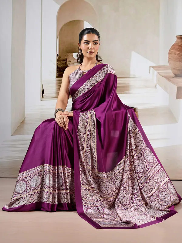Women's_Satin_Purple_Printed_Designer_Saree_With_Blouse_Piece
