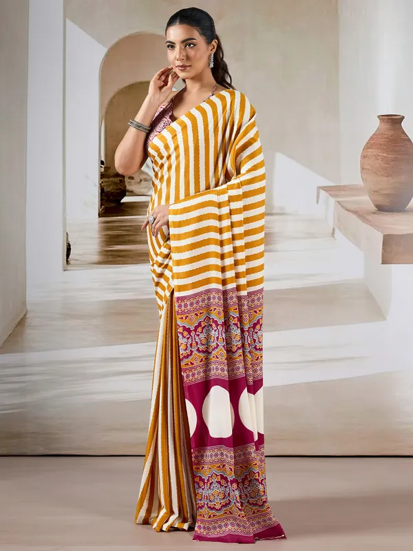 Women's_Satin_Mustard_Printed_Designer_Saree_With_Blouse_Piece