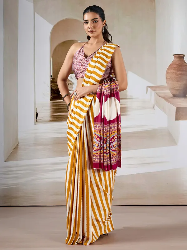 Women's_Satin_Mustard_Printed_Designer_Saree_With_Blouse_Piece