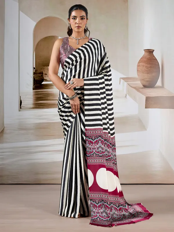Women's_Satin_Black_Printed_Designer_Saree_With_Blouse_Piece