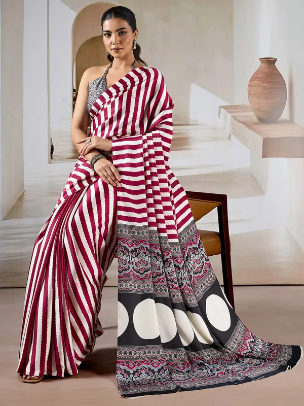 Women's_Satin_Maroon_Printed_Designer_Saree_With_Blouse_Piece