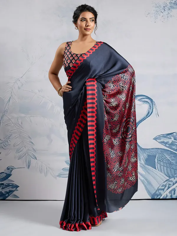 Women's_Satin_Black_Printed_Designer_Saree_With_Blouse_Piece