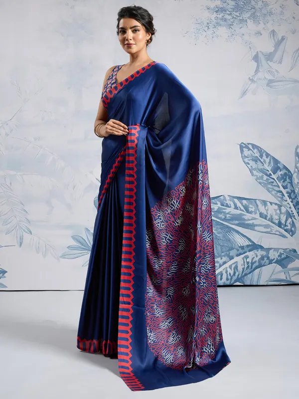 Women's_Satin_Blue_Printed_Designer_Saree_With_Blouse_Piece