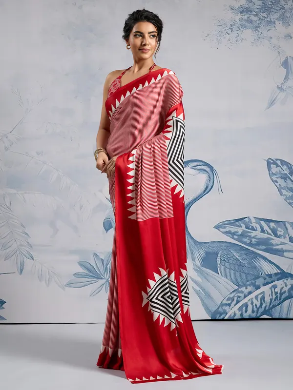 Women's_Satin_Silk_Red_Printed_Designer_Saree_With_Blouse_Piece