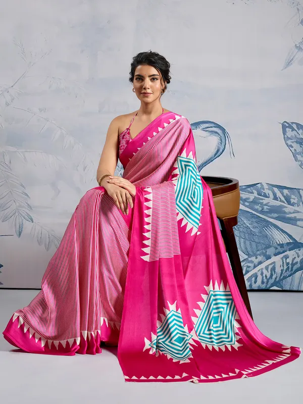 Women's_Satin_Silk_Pink_Printed_Designer_Saree_With_Blouse_Piece