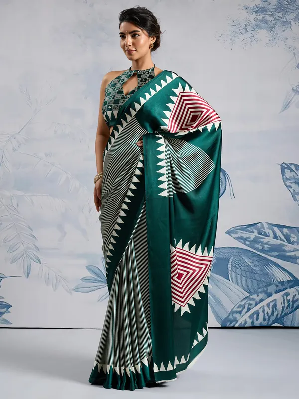 Women's_Satin_Silk_Green_Printed_Designer_Saree_With_Blouse_Piece