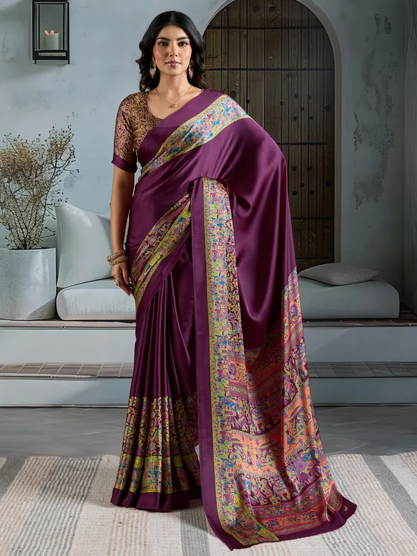 Women's_Satin_Purple_Printed_Designer_Saree_With_Blouse_Piece