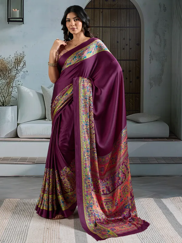 Women's_Satin_Purple_Printed_Designer_Saree_With_Blouse_Piece
