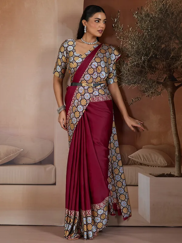 Women's_Pure_Silk_Maroon_Printed_Designer_Saree_With_Blouse_Piece