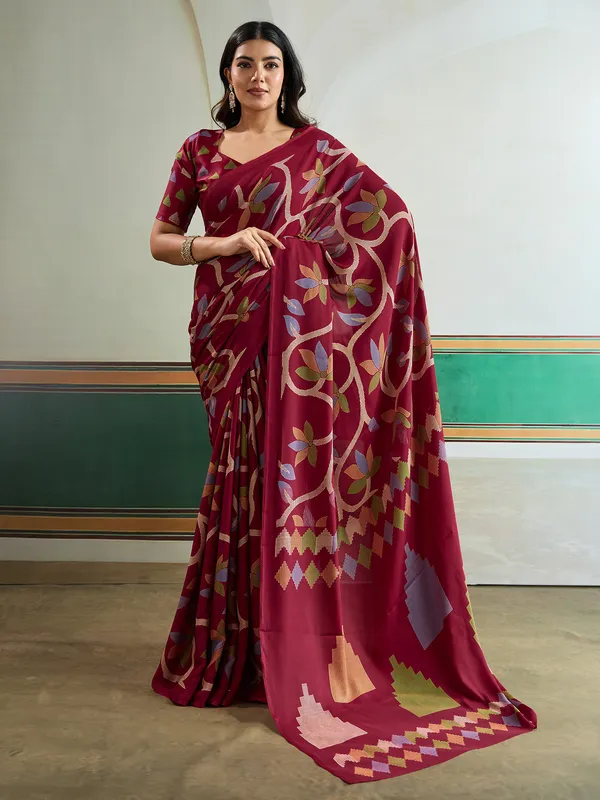 Women's_Pure_Silk_Maroon_Printed_Designer_Saree_With_Blouse_Piece