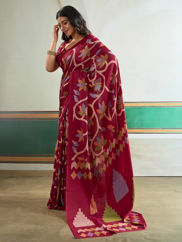 Women's_Pure_Silk_Maroon_Printed_Designer_Saree_With_Blouse_Piece